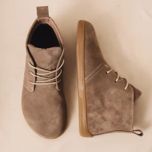 Barefoot Boots Gray Suede Ankle Boots With Wide