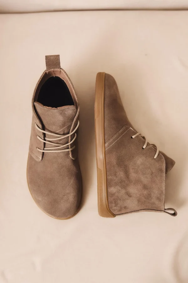 Barefoot Boots Gray Suede Ankle Boots With Wide