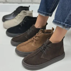 Handmade Beige Suede Boots Women Comfortable Demi Season