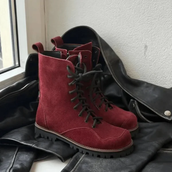 Anatomical Lace Up Boots Women Handmade Suede Or