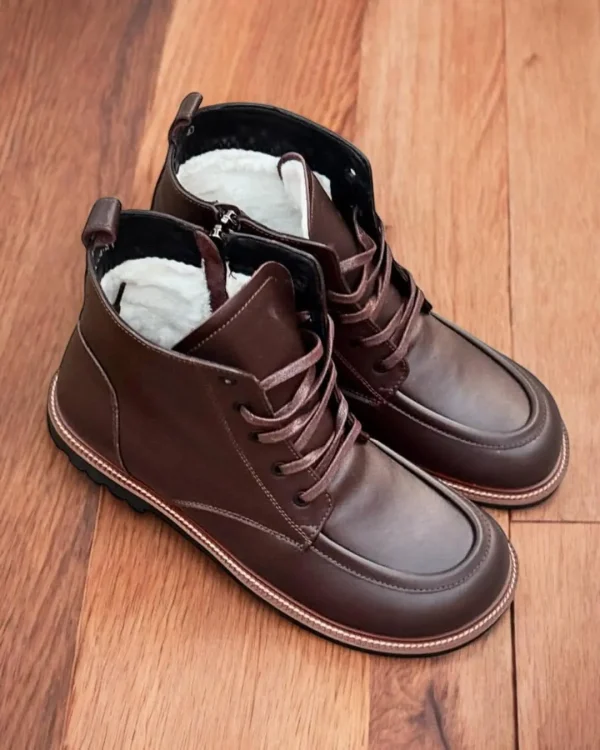 Brown Leather Winter Boots Handmade Anatomical Ankle Boots